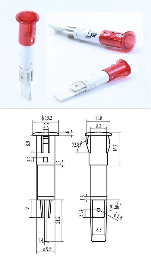 D10mm Paneltronics LED индикаторный свет A-14-1 12 вольт Красный светодиодный 0