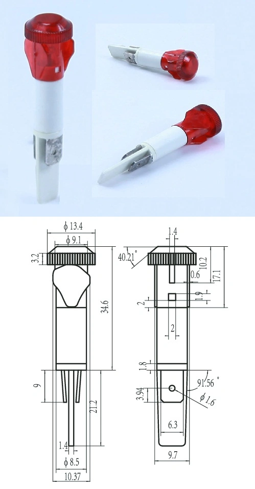 Неоновая пилотная лампа 10 мм IP65 A-14-2 Красный светодиодный индикатор 0