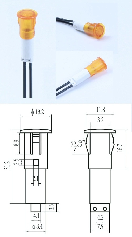 Желтая пилотная лампа 10 мм А-16-1 12 вольтные панельные индикаторы 0